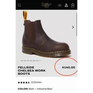 Dr Martens Fellside Brown Steel-toe Chelsea Work Boots 7 Mens 8 Womens Docs ASTM